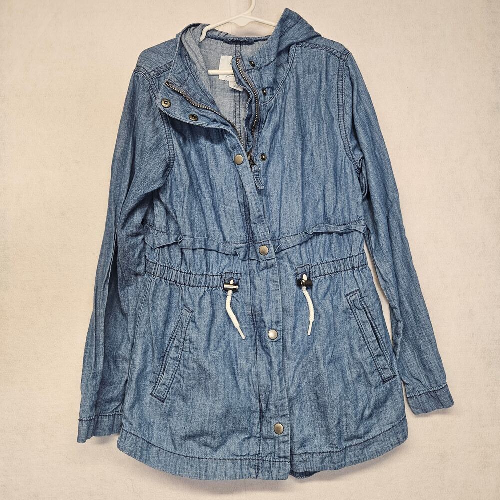 Old Navy Girls Blue Chambray Lightweight Jacket Cinched waist
